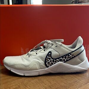Nike Women's White Sneakers with Leopard Accents